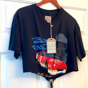 Crop racer tee shirt / chains super funky